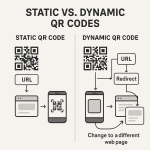 A graphic comparing how Static vs. Dynamic QR Codes work.