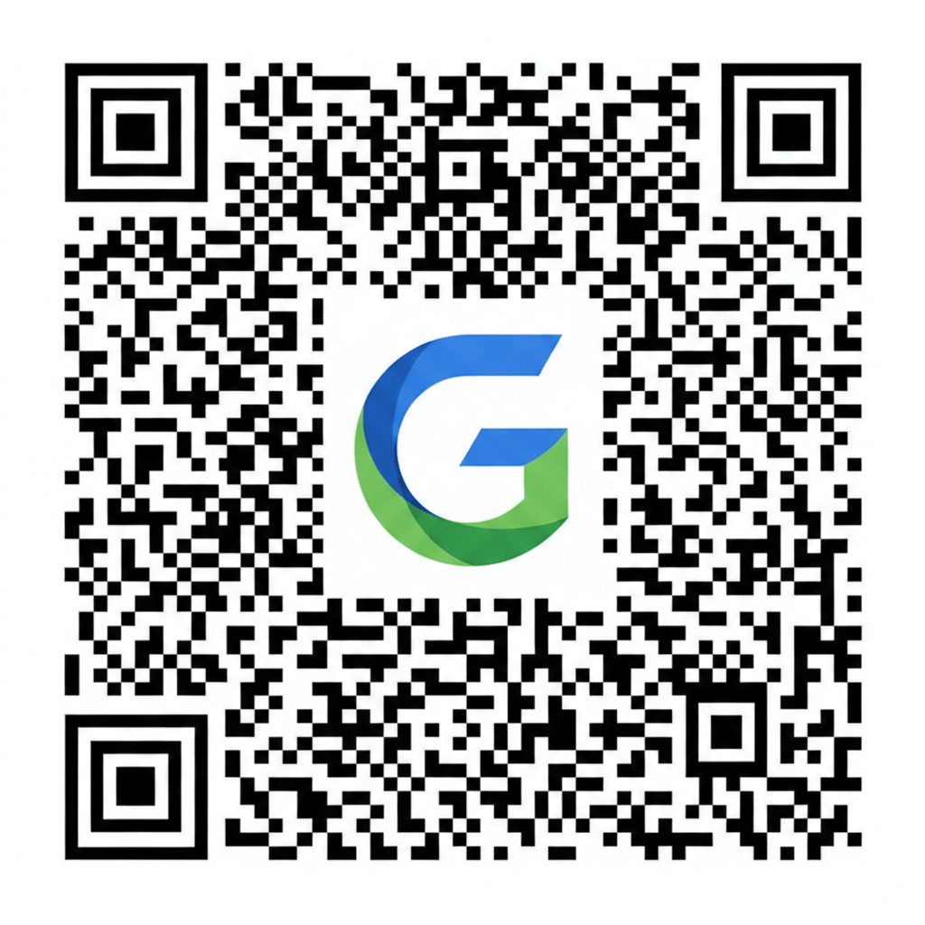A customized QR code showing a logo embedded in the center, relying on the Error Correction Level to maintain scannability.